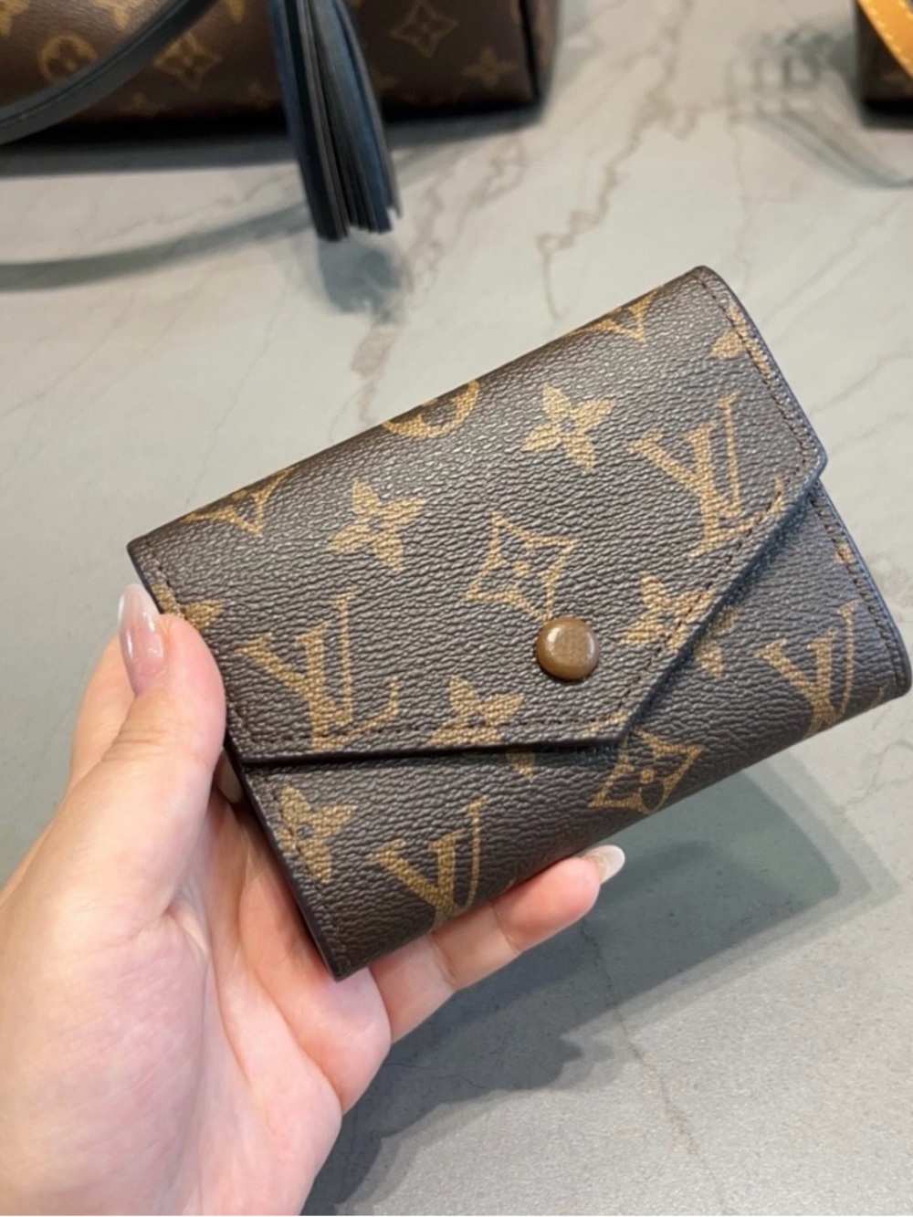 Brown monogram Leather Compact Wallet